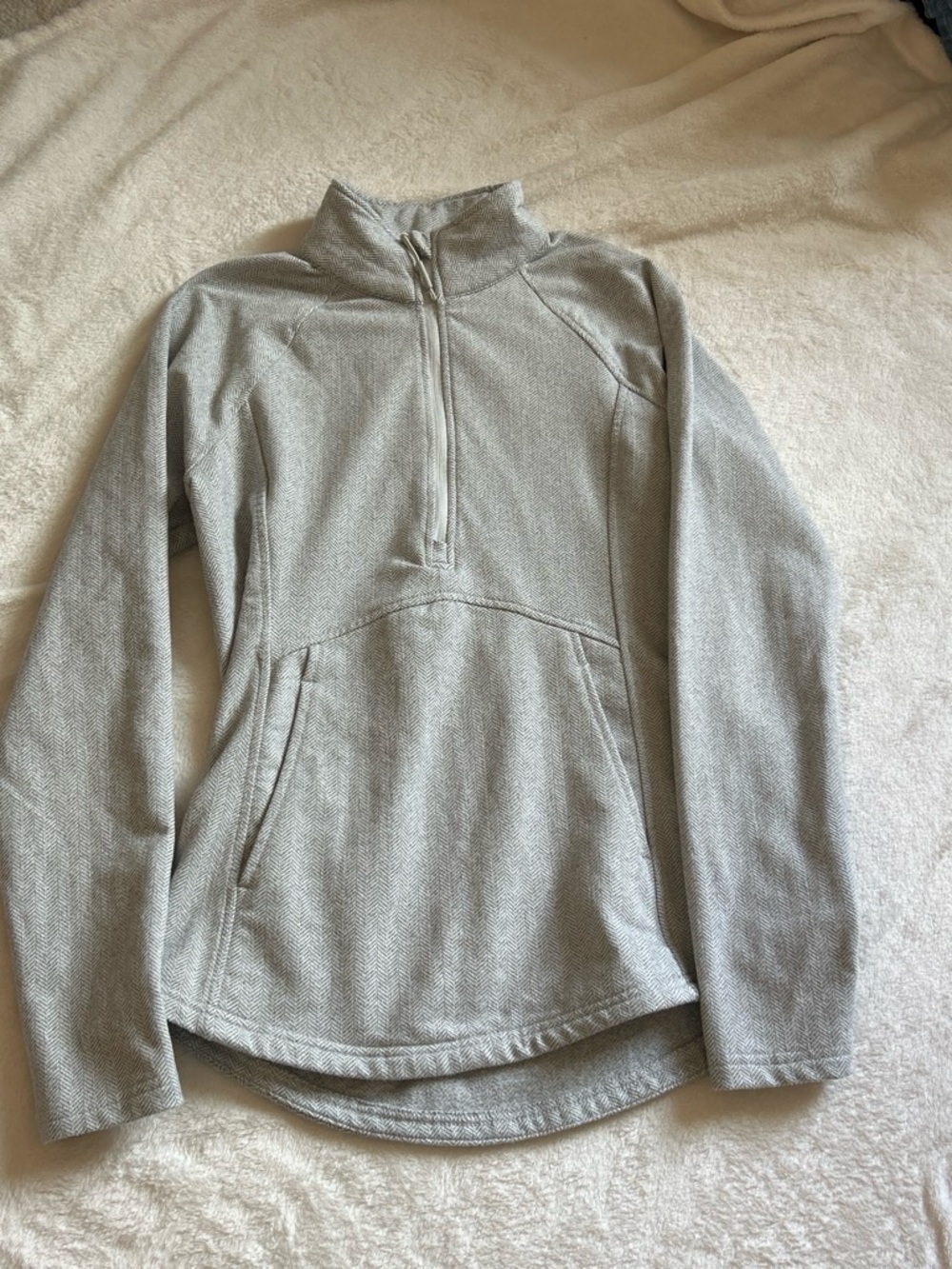 Kyodan Light Gray Herringbone Quarter-Zip Pullover